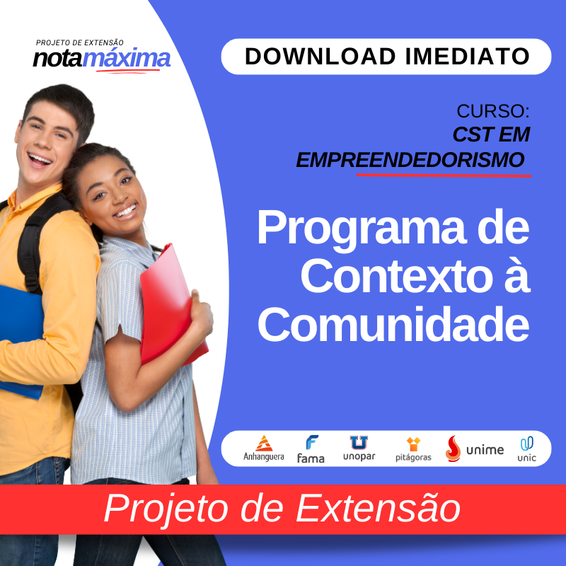 PROJETO DE EXTENSÃO I - EMPREENDEDORISMO E NOVOS NEGÓCIOS